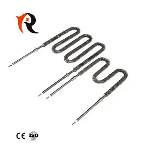 W shape air finned heating element with fins