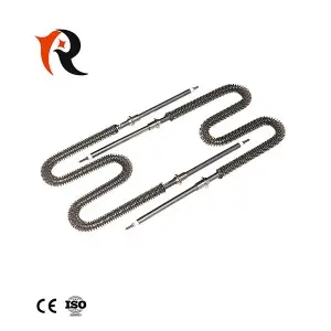 W shape air finned heating element with fins